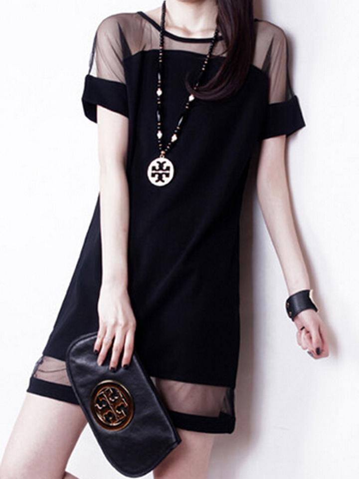 Choies Black Sheer Panel Shift Dress