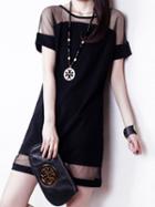 Choies Black Sheer Panel Shift Dress