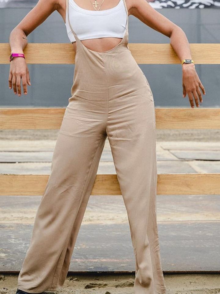 Choies Khaki Spaghetti Strap Chic Women Overall