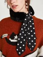 Choies Black Polka Dot Faux Fur Scarf