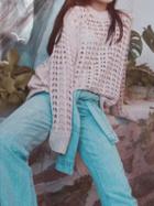 Choies Beige Cut Out Detail Long Sleeve Chic Women Knit Sweater