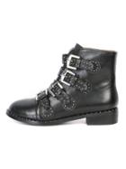 Choies Black Studded Multi Buckle Ankle Boots