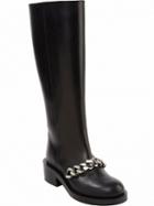 Choies Black Leather Chain Detail Boots