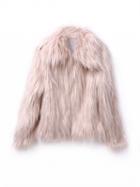 Choies Nude Pink Vintage Style Faux Fur Coat