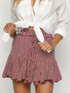 Choies Red Stripe Drawstring High Waist Chic Women Mini Skirt
