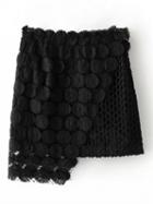 Choies Black High Waist Asymmetric Hem Crochet Lace Skirt