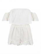 Choies White Off Shoulder Ruffle Bandeau Romper Playsuit