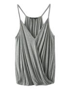 Choies Gray Spaghetti Strap V-neck Ruffle Wrap Cami