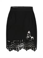 Choies Black Lace Paneled Hem Mini Pencil Skirt