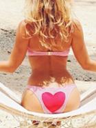 Choies Pink Gingham Heart-shaped Bandeau Bikini Top And Bottom