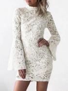 Choies White Flare Sleeve Lace Mini Dress