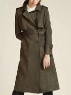 Choies Army Green Faux Suede Lapel Belted Waist Longline Trench Coat