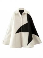Choies White Contrast Star Wool Blend Cape