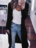 Choies Black Open Front Long Sleeve Knit Longline Cardigan