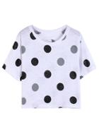 Choies Black Polka Dot Print Short Sleeve Crop Top