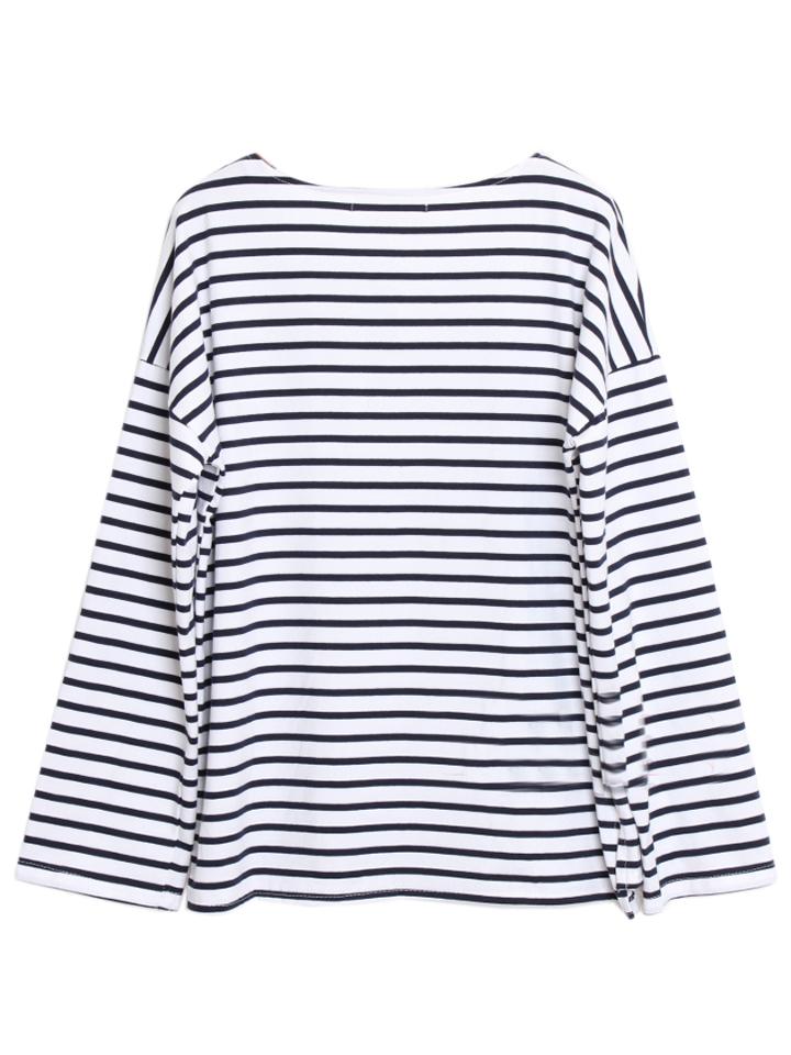 Choies Monochrome Striped T-shirt With Drop Sleeve