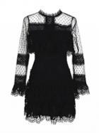 Choies Black Sheer Panel Lace Overlay Scallop Trim Dress