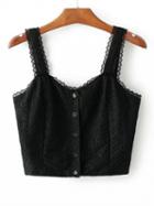 Choies Black Sweetheart Strap Lace Crop Top