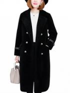 Choies Black Lapel Longline Faux Fur Coat