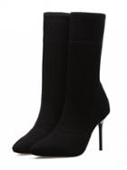 Choies Black Knitted Pointed Heeled Boots