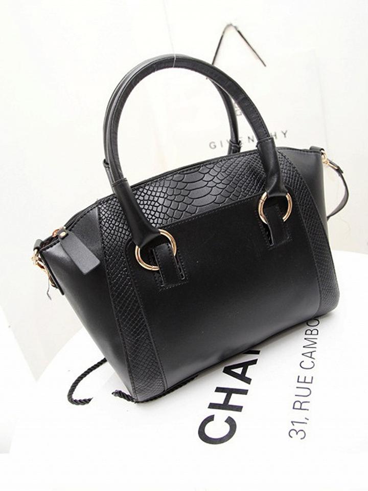 Choies Black Pu Crocodile Effect Handle Shoulder Bag