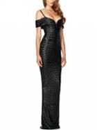 Choies Black Spaghetti Strap Plunge Sequin Detail Maxi Dress