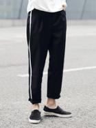 Choies Black Side Stripe Print Straight Ankle Pants