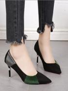 Choies Black Faux Fur Panel Pointed High Heeled Pumps