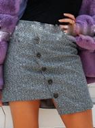Choies Gray High Waist Button Placket Front Chic Women Mini Skirt