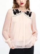Choies Pink Sequin Detail Long Sleeve Blouse