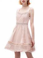 Choies Pink Sweetheart Cutwork Lace Skater Dress
