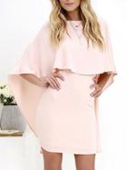 Choies Light Pink Cape Overlay V Back Mini Dress