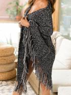 Choies Black Open Front Tassel Trim Chic Women Knit Cardigan