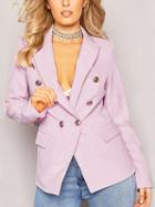 Choies Pink Lapel Button Front Long Sleeve Blazer