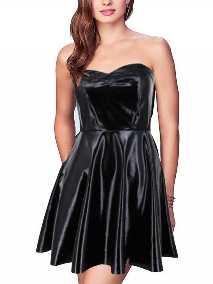 Choies Black Bandeau Leather Look Mini Dress