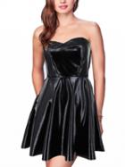 Choies Black Bandeau Leather Look Mini Dress