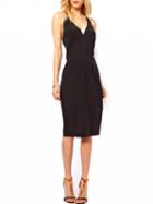 Choies Black V-neck Backless Bodycon Midi Dress