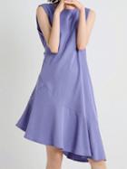 Choies Purple Ruffle Hem Open Back Sleeveless Vintage Women Mini Dress