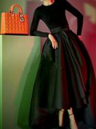 Choies Multicolor Tie Waist Long Sleeve Chic Women Maxi Dress