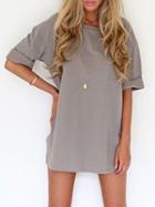 Choies Gray Half Sleeve Tee Dress-top