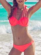 Choies Orange Mermaid Shell Halter Bikini Top And Bottom