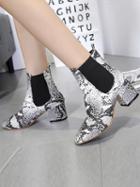 Choies Gray Leather Look Snake Print Ankle Boots