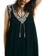 Choies Black Embroidery Trim Swing Vest Dress