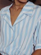 Choies Blue Stripe Cotton V-neck Tie Detail Chic Women Crop Shirt