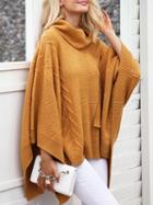 Choies Yellow High Neck Batwing Sleeve Knit Sweater