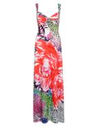 Choies Multicolor Floral Print V-neck Open Back Cami Dress