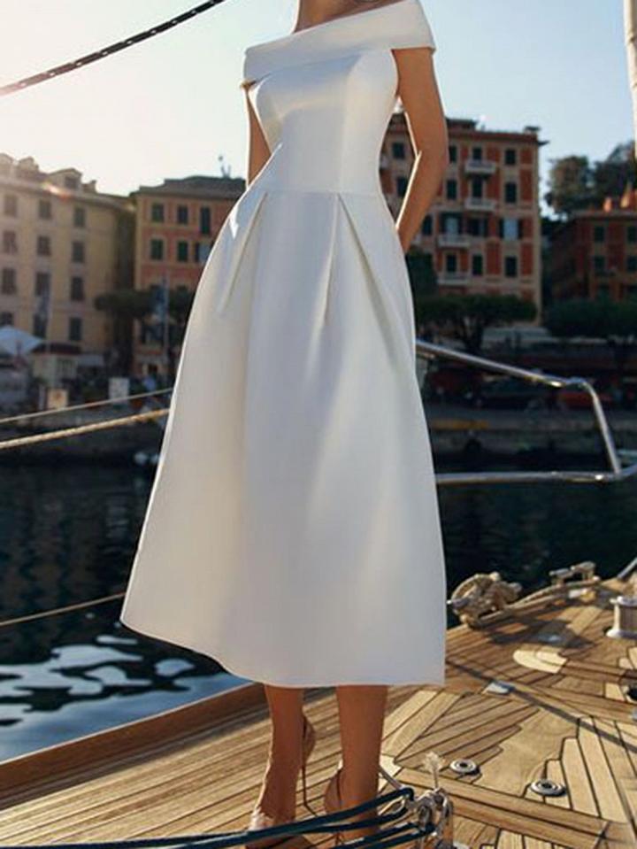 Choies White Off Shoulder Chic Women Midi Dress