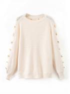 Choies Beige Cut Out Long Sleeve Knit Sweater