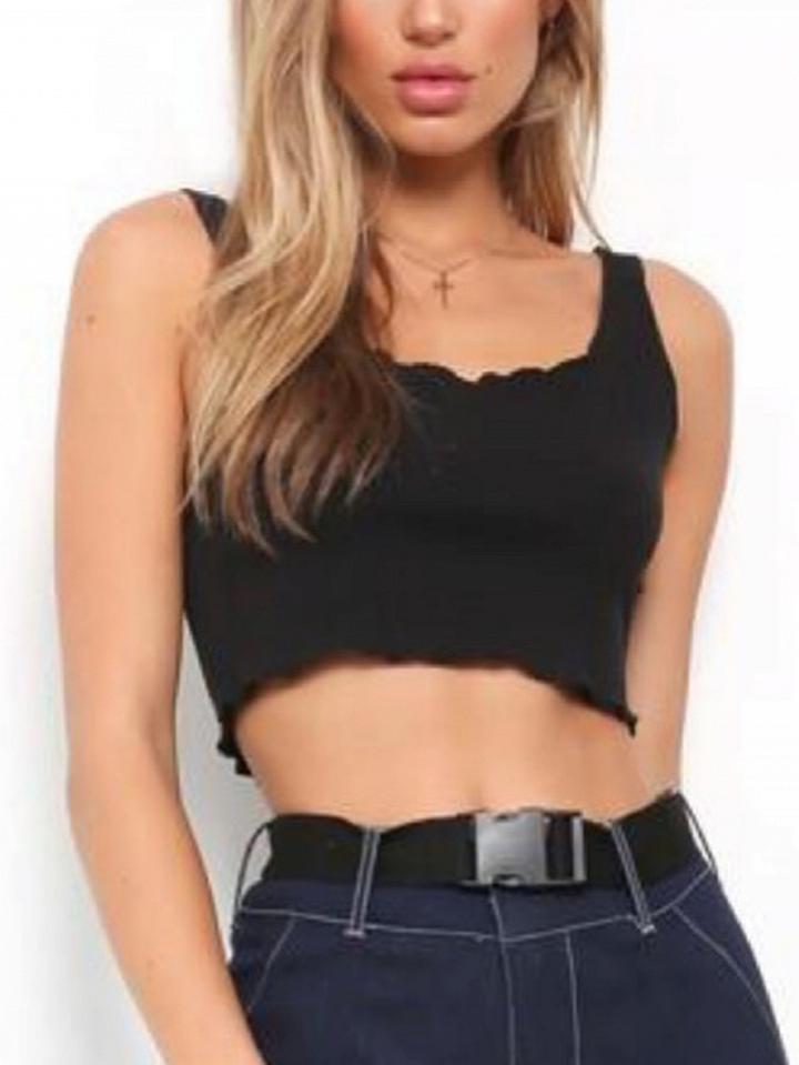 Choies Black Ribbed Crop Tank Top