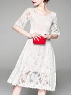 Choies White Crew Neck Lace Dress